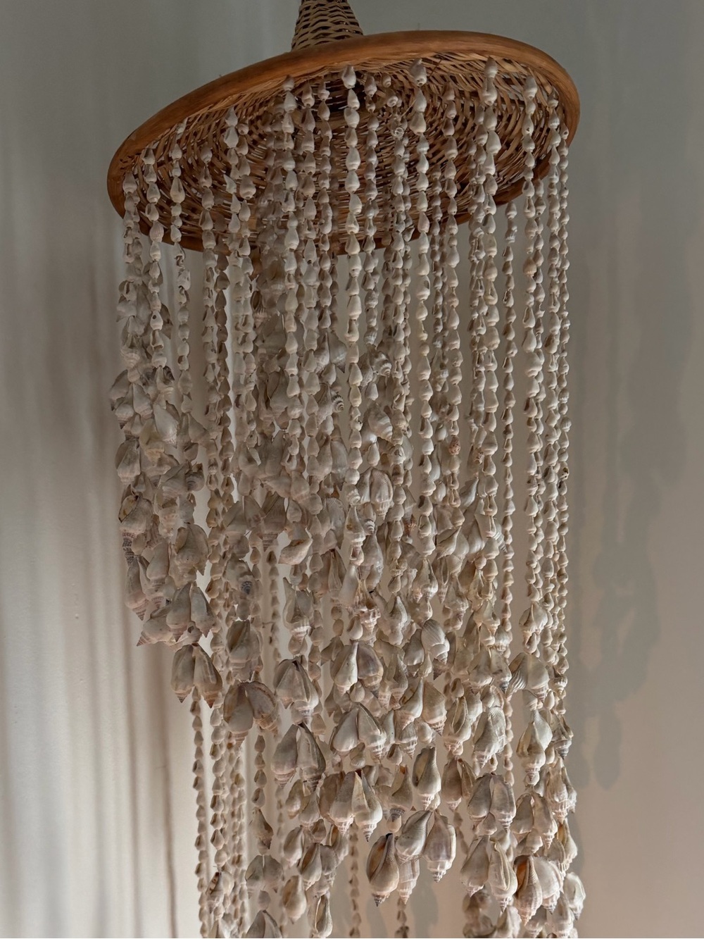 70’s vintage Bohemian Coastal Home Decor: Hanging Sea Shell Chandelier